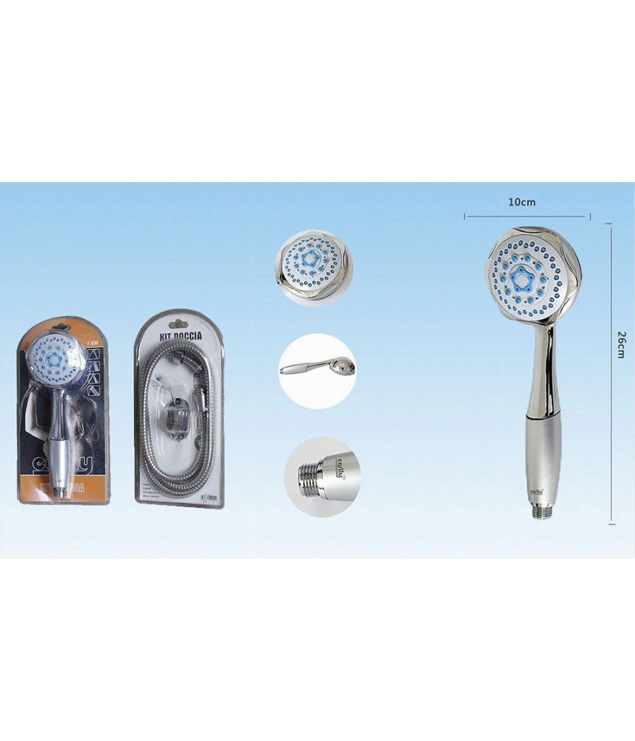 Doccetta Soffione Per Doccia A Telefono Con Tubo 1,8mt Supporto Muro Bagno 52040         