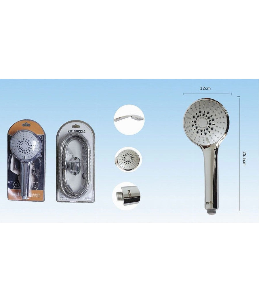 Doccetta Soffione Telefono Doccia Bagno Multigetto Tubo 1,8mt Supporto Muro 52052         