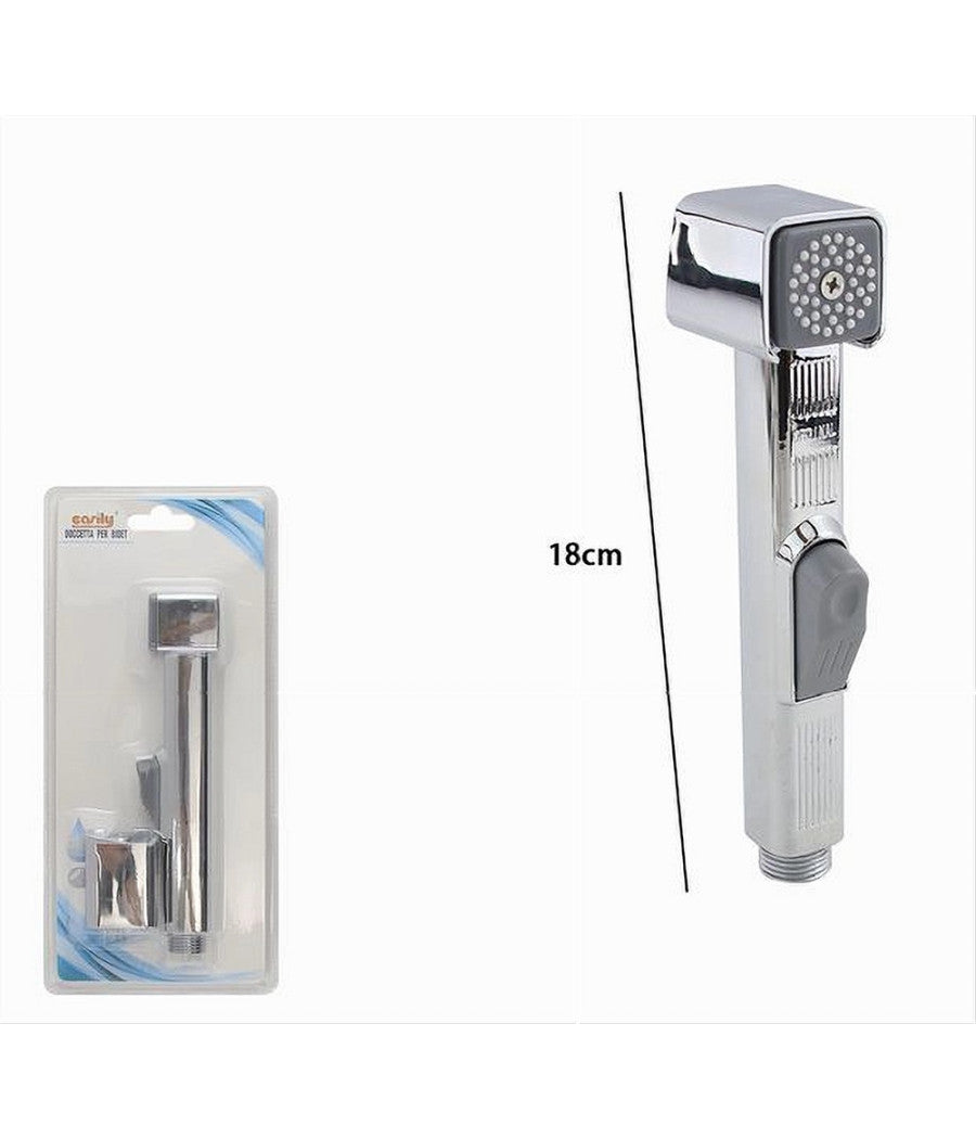Doccetta Spruzzatore Bidet Wc Doccia Shattaf Pulizia 18 Cm Silver Squdrato 87549         