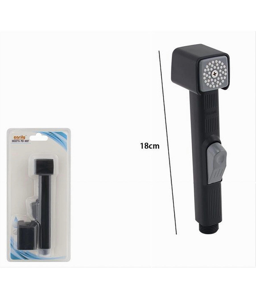 Doccetta Spruzzatore Per Bidet Wc Doccia Shattaf Pulizia 18cm Nero Squdrato 87550         