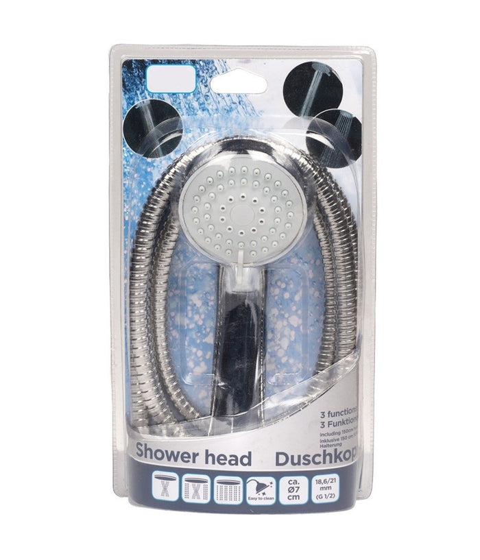 Doccetta Telefono Doccia Diametro 7cm Con Tubo Flessibile Acciaio 150cm         