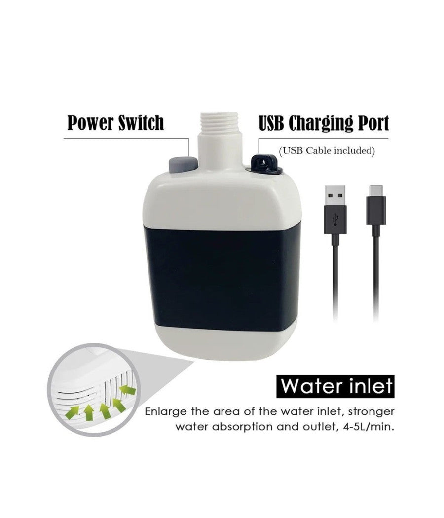 Doccia Portatile A Batterie Ricaricabile Per Camping Barca Con Pompa Elettrica         