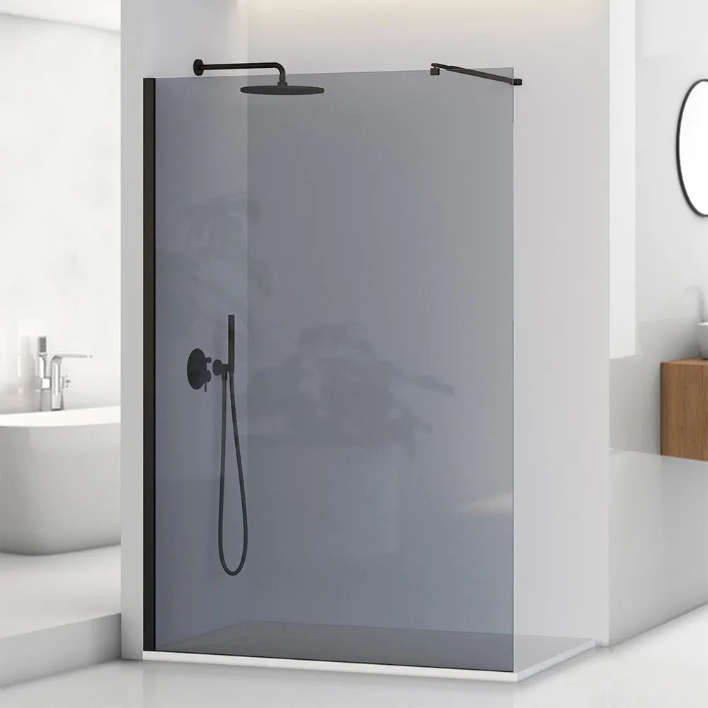 Doccia Walk-In 120 cm nero opaco con vetro fumè H 200 cm  Tay
