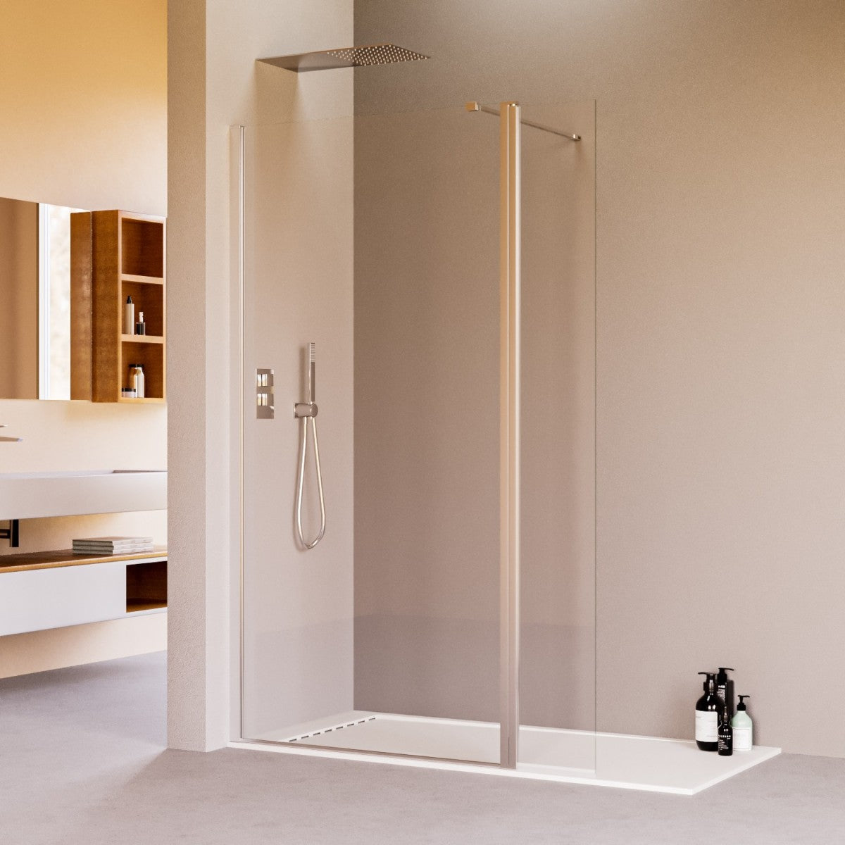 Walk in con aletta orientabile 8mm h195 osiride, misura 130