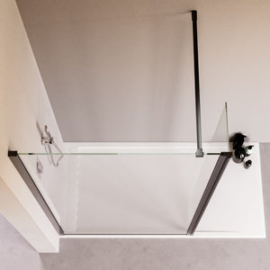 Doccia walk in con aletta richiudibile profili neri 8mm195 osiride, misura 130