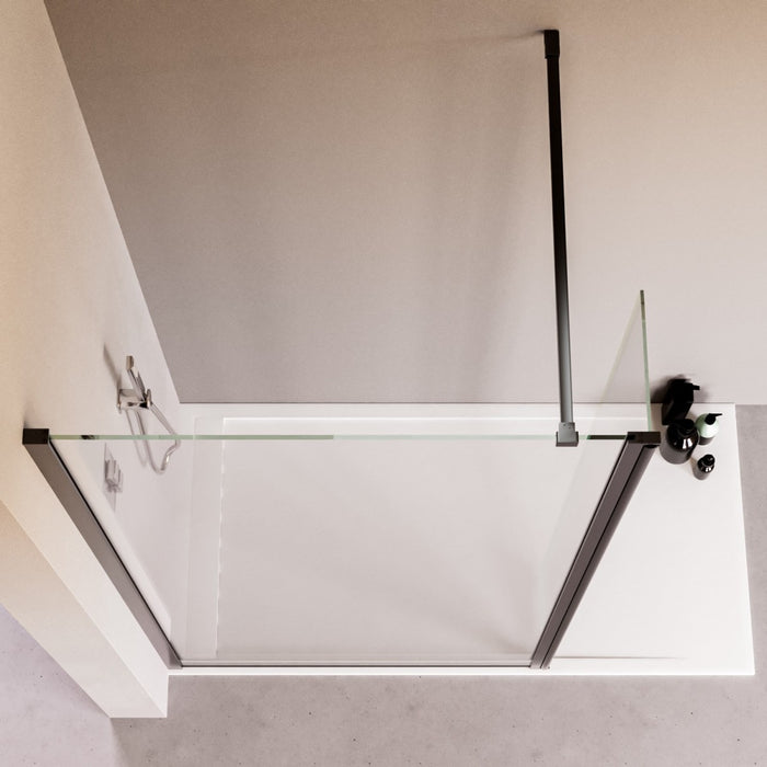 Doccia walk in con aletta richiudibile profili neri 8mm195 osiride, misura 130