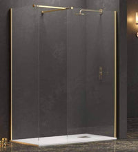 Doccia Walk in Due Pareti H200cm Anticalcare Profili Color Oro - 90cm - 110cm