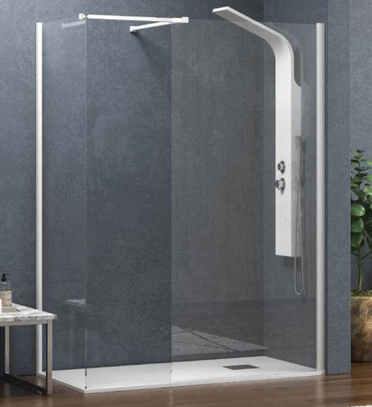 Doccia Due Pareti Walk in Profili bianchi H200cm 8mm Anticalcare - 80cm - 100cm
