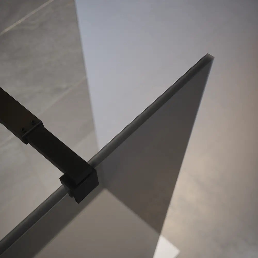 Doccia walk-in 130cm vetro temperato anticalcare 10mm fumé profili neri | Naxos