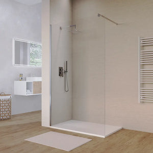 Doccia walk-in 120 cm vetro 8mm anticalcare trasparente h200 profili cromo | Keros