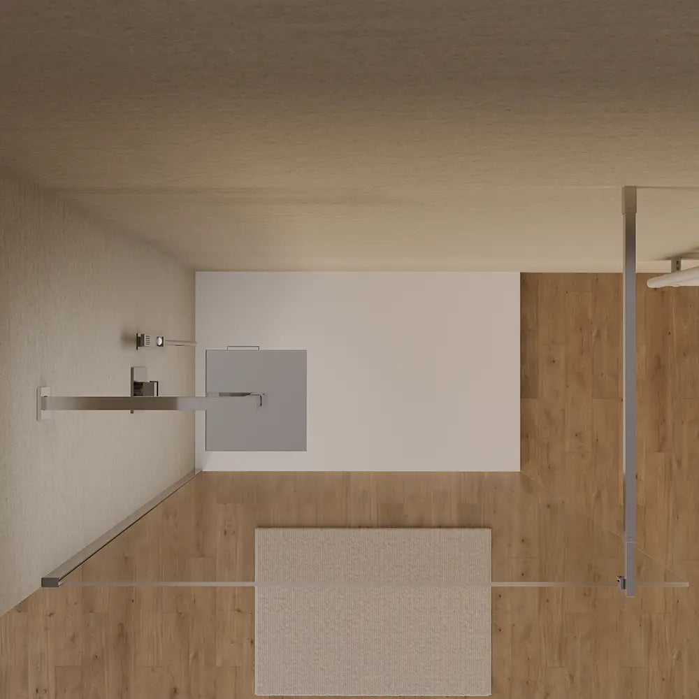 Doccia walk-in 150 cm vetro 8mm anticalcare trasparente h200 profili cromo | Keros