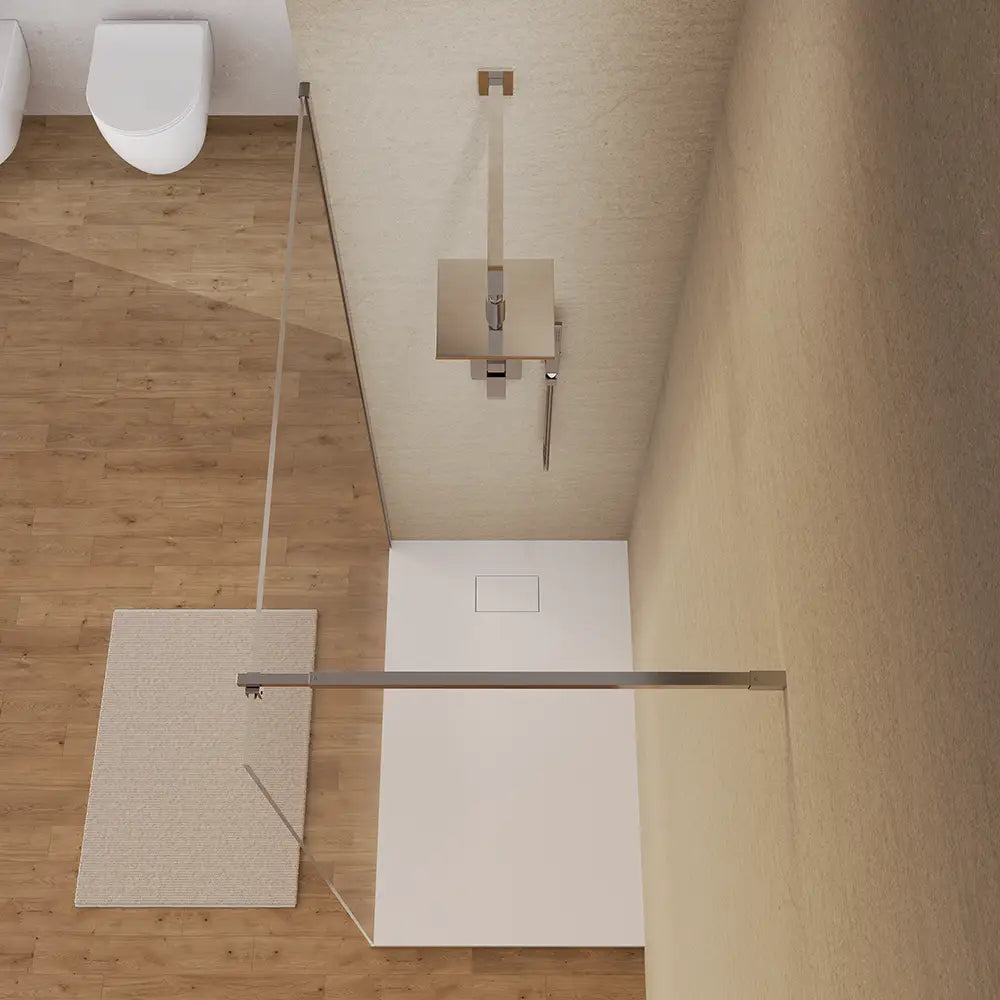 Doccia walk-in 150 cm vetro 8mm anticalcare trasparente h200 profili cromo | Keros