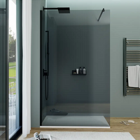 Doccia walk-in 140 cm vetro 8mm anticalcare fumÃ© h200 profili neri | Keros