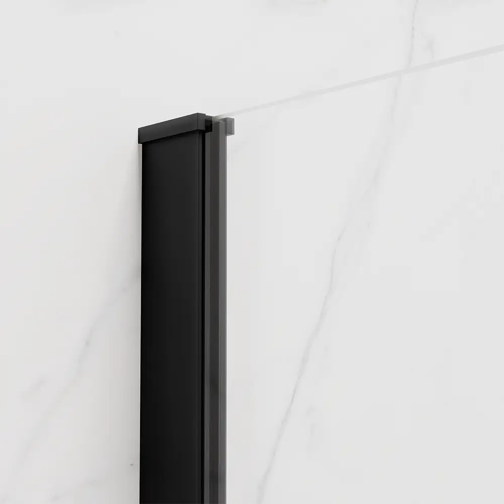 Doccia walk-in 140 cm vetro 8mm anticalcare trasparente h200 profili neri | Keros