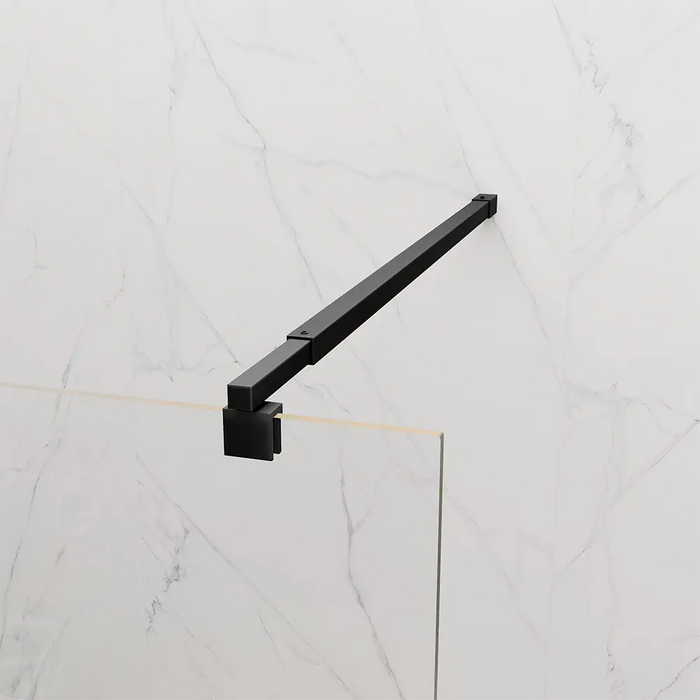 Doccia walk-in 140 cm vetro 8mm anticalcare trasparente h200 profili neri | Keros