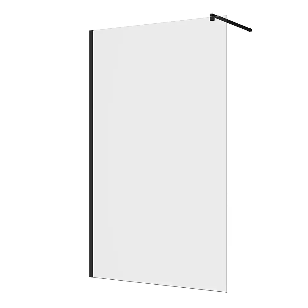 Doccia walk-in 140 cm vetro 8mm anticalcare trasparente h200 profili neri | Keros