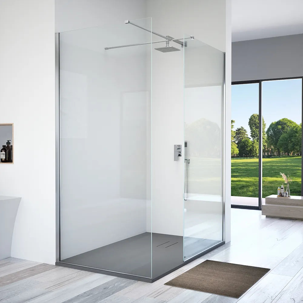 Doppia parete doccia walk-in 70x60cm con supporto a T vetro 8mm trasparente anticalcare h200 | Lazaros