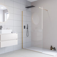 Doccia walk profili oro spazzolato 8mm h195cm anticalcare osiride, misura 120