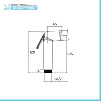 Doccino igienico cromato in abs con tasto shut-off