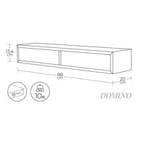 Mensola da Muro con 2 Cassetti Modello DOMINO, Comodino Sospeso, Mensola da Parete, 88.2x13.4 p20 cm. Finitura TALPA/NOCE - MADE IN ITALY