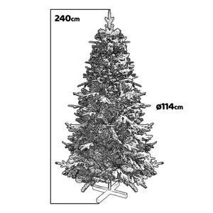 Donder - Albero di Natale innevato effetto realistico in PE e PVC ø114x240H, 1038 rami