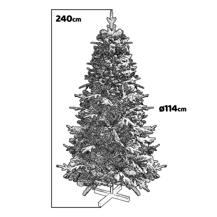 Donder - Albero di Natale innevato effetto realistico in PE e PVC ø114x240H, 1038 rami
