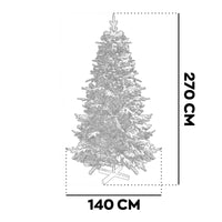 Donder - Albero di Natale innevato effetto realistico in PE e PVC ø140x270H, 1800 rami