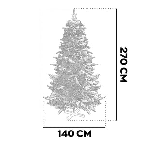 Donder - Albero di Natale innevato effetto realistico in PE e PVC ø140x270H, 1800 rami
