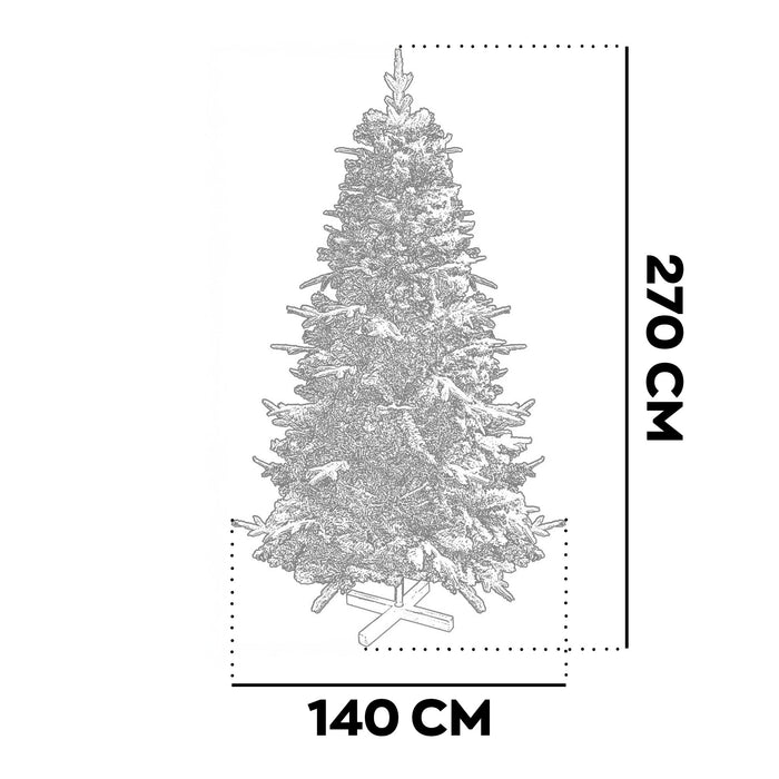 Donder - Albero di Natale innevato effetto realistico in PE e PVC ø140x270H, 1800 rami