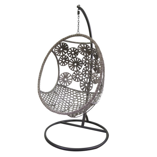 Dondolo pensile Clinton grigio con supporto nero e cuscino cm116x100h200