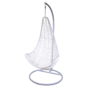 Dondolo pensile Rialto bianco con supporto e cuscino arancione cm82x65h124