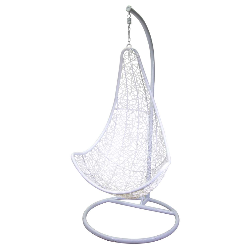 Dondolo pensile Rialto bianco con supporto e cuscino arancione cm82x65h124