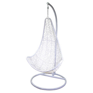 Dondolo pensile Rialto bianco con supporto e cuscino arancione cm82x65h124