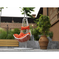 Dondolo pensile Rialto bianco con supporto e cuscino arancione cm82x65h124