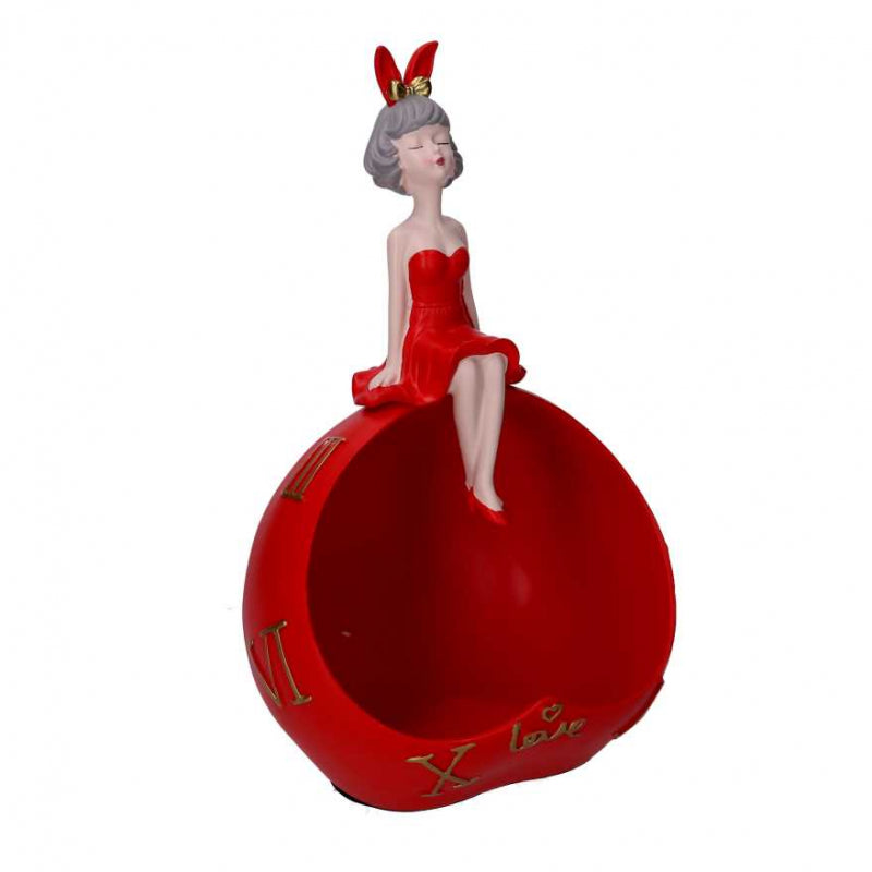 Donna resina svuotatasche rosso cm20x15h32