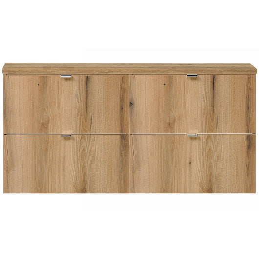 Mobile Sottolavabo Doppio NEWPORT da Parete a 4 Cassetti 120x60x40 cm - Effetto Rovere [en.casa]