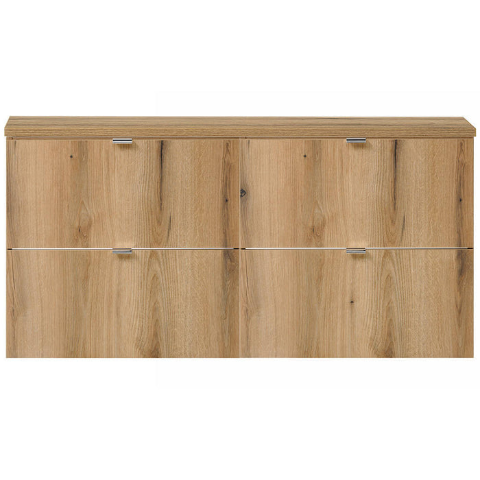 Mobile Sottolavabo Doppio NEWPORT da Parete a 4 Cassetti 120x60x40 cm - Effetto Rovere [en.casa]