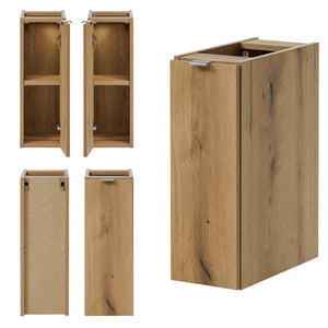 Set Sottolavabo NEWPORT Armadio Stretto 2 Armadi a 2 Ante Piano di Lavoro - Effetto Rovere [en.casa]