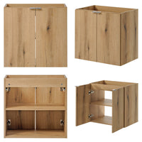 Set Sottolavabo NEWPORT Armadio Stretto 2 Armadi a 2 Ante Piano di Lavoro - Effetto Rovere [en.casa]