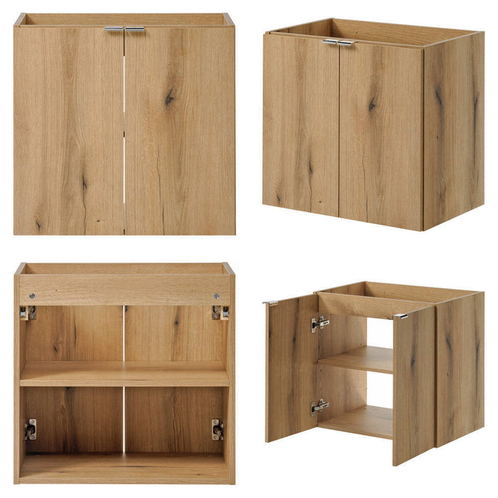 Set Sottolavabo NEWPORT Armadio Stretto 2 Armadi a 2 Ante Piano di Lavoro - Effetto Rovere [en.casa]