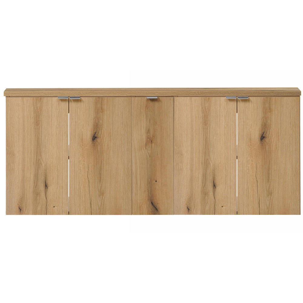 Set Sottolavabo NEWPORT Armadio Stretto 2 Armadi a 2 Ante Piano di Lavoro - Effetto Rovere [en.casa]