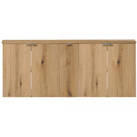 Set Sottolavabo NEWPORT Armadio Stretto 2 Armadi a 2 Ante Piano di Lavoro - Effetto Rovere [en.casa]