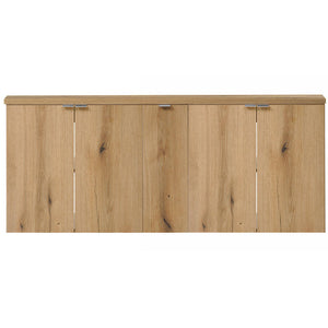 Set Sottolavabo NEWPORT Armadio Stretto 2 Armadi a 2 Ante Piano di Lavoro - Effetto Rovere [en.casa]