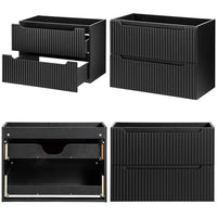 Mobile Sottolavabo Doppio da Parete NEWPORT a 2 Cassetti e 2 Ante 160x60x40 cm - Nero / Effetto Rovere [en.casa]