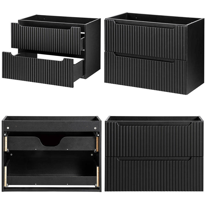 Mobile Sottolavabo Doppio da Parete NEWPORT a 2 Cassetti e 2 Ante 160x60x40 cm - Nero [en.casa]