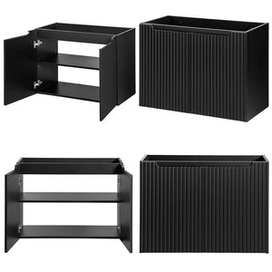 Mobile Sottolavabo Doppio da Parete NEWPORT a 2 Cassetti e 2 Ante 160x60x40 cm - Nero [en.casa]