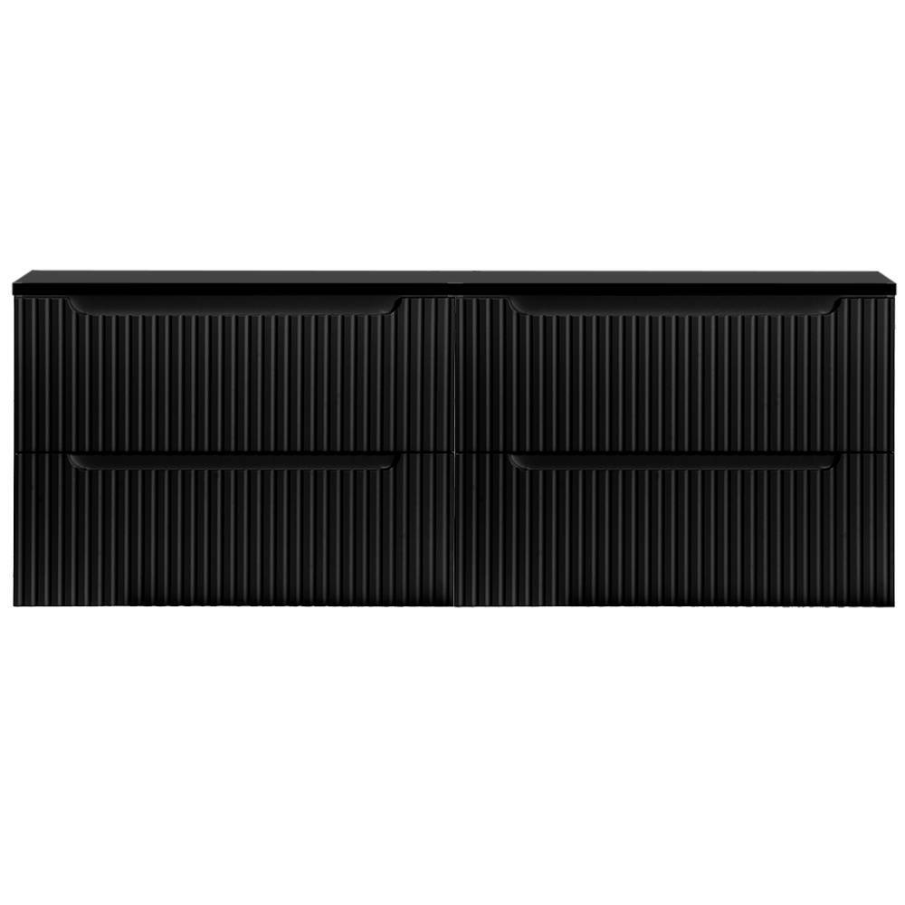 Mobile Sottolavabo Doppio da Parete NEWPORT con 4 Cassetti 160 x 60 x 40 cm - Nero [en.casa]