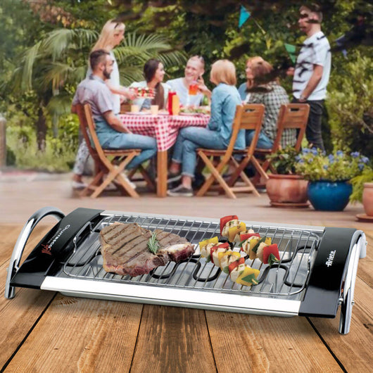 Doppia griglia elettrica - Vassoio in alluminio - 2000W - Temperatura regolabile 60°-250°