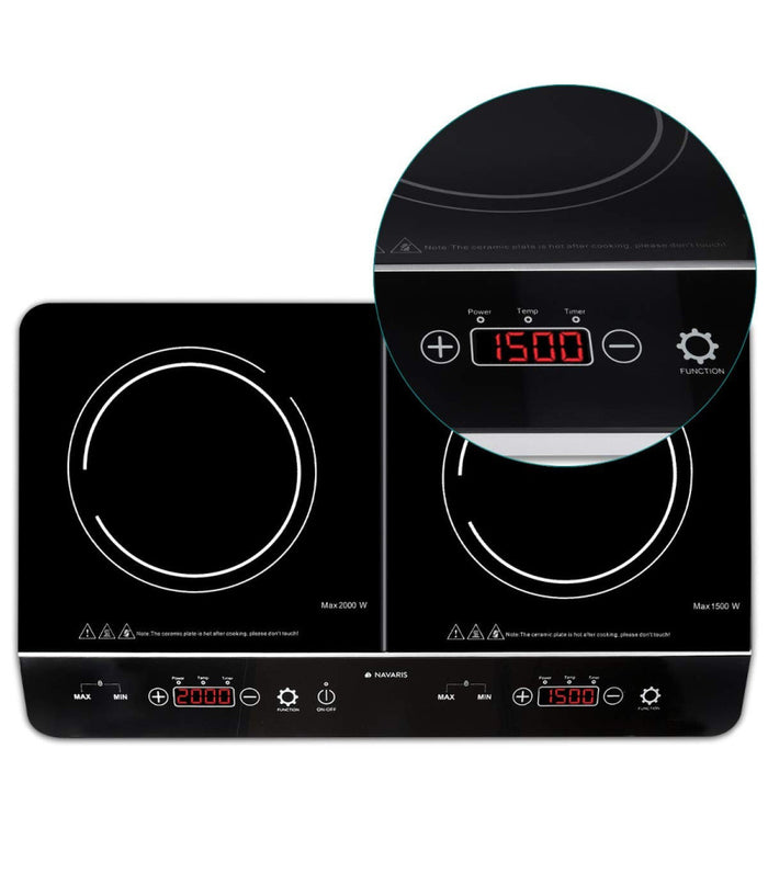 Doppia Piastra A Induzione 3500w Fornello Elettrico Con Display Digitale E Timer         