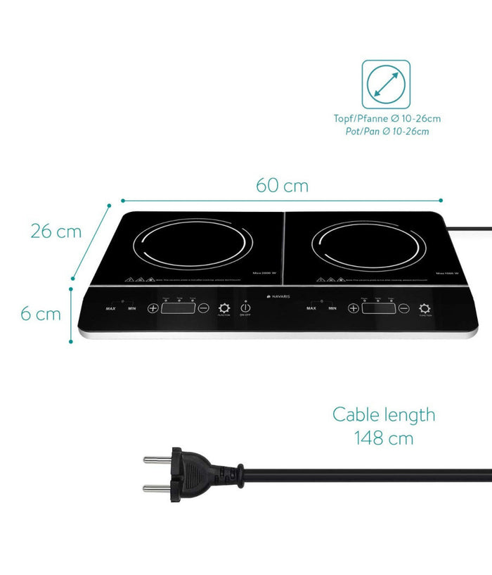 Doppia Piastra A Induzione 3500w Fornello Elettrico Con Display Digitale E Timer         
